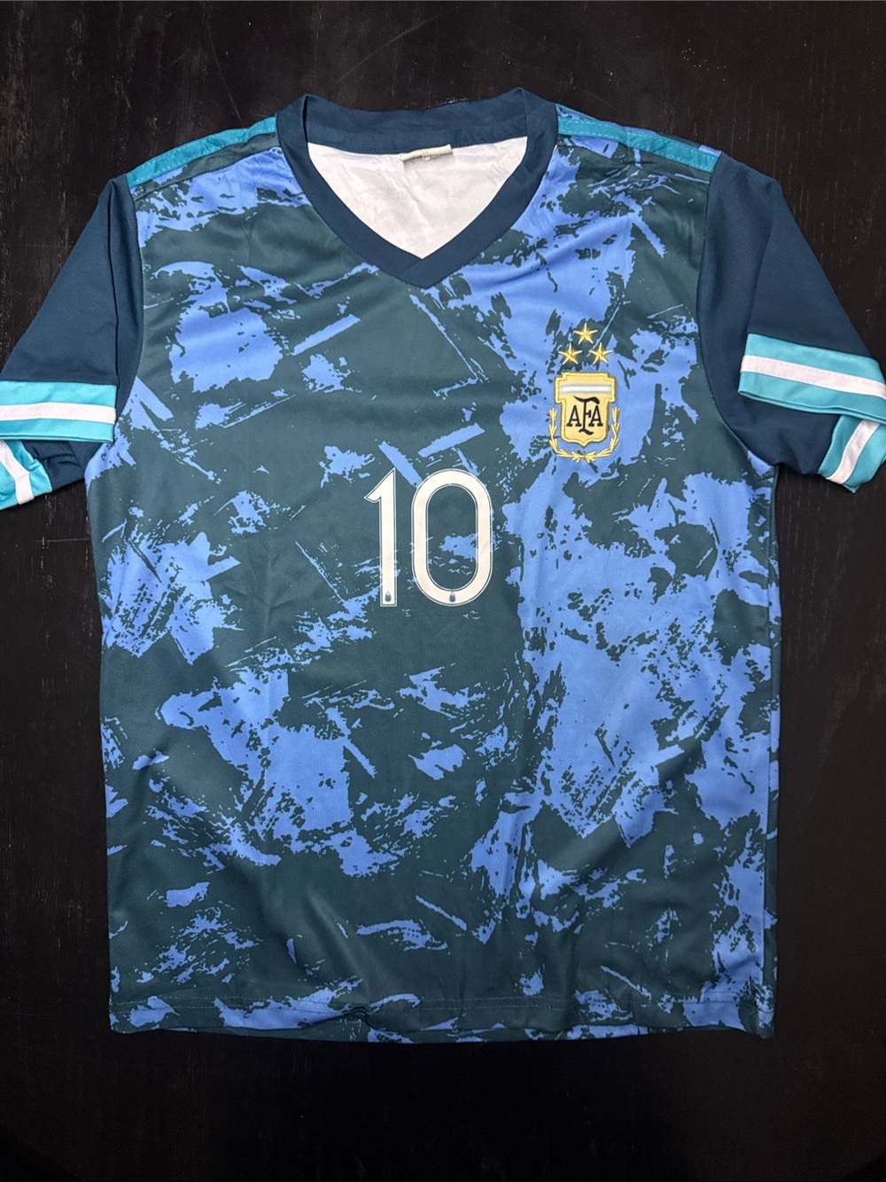 Argentina Kids Soccer Jersey #10 Messi in Navy & Light Blue
